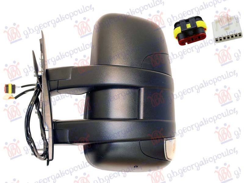 RETROVIZOR ELEKTRICNI SA GREJACEM KRATKI (MIGAVAC) (POZICIONO SVETLO 16W) (KONVEKSNO STAKLO)