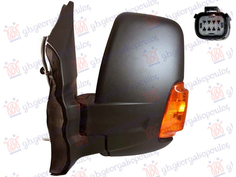 RETROVIZOR ELEKTRICNI SA GREJACEM KRATKI (ZUTI MIGAVAC) (KONVEKSNO STAKLO)