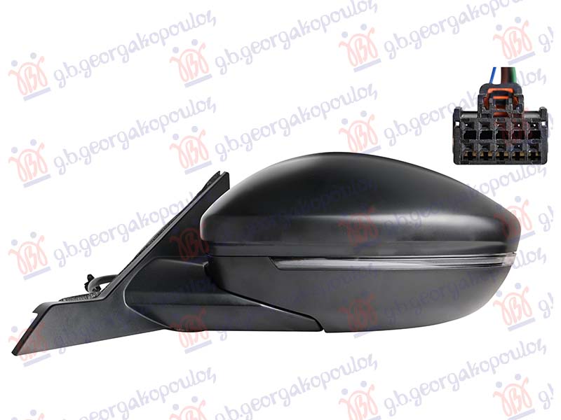 RETROVIZOR ELEKTRICNI SA GREJACEM (MIGAVAC) (10OTV/6 PIN) (A KVALITET) (KONVEKSNO STAKLO)