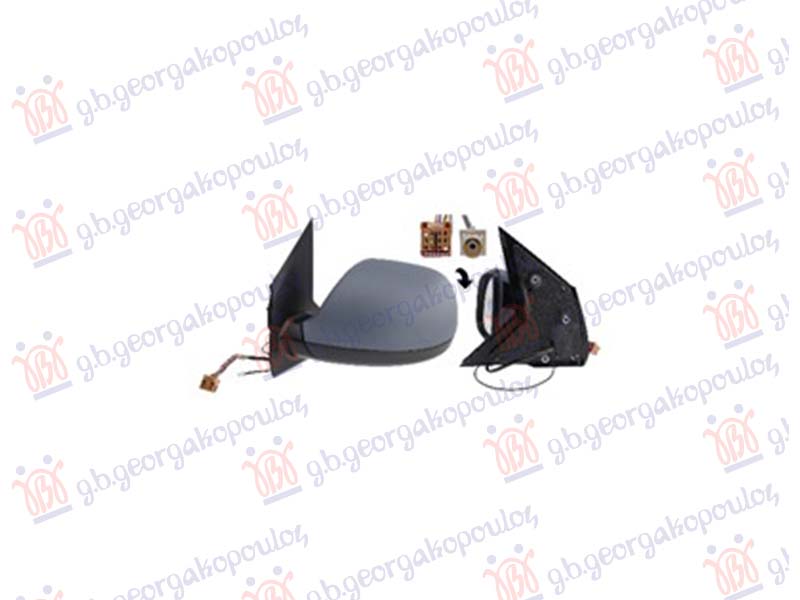 RETROVIZOR ELEKTRICNI SA GREJACEM PM (ELEKTRO-SKLOPIV) (ANTENA) (MRTAV UGAO) (9+1 PIN) (A KVALITET) (ASFERICNO STAKLO)