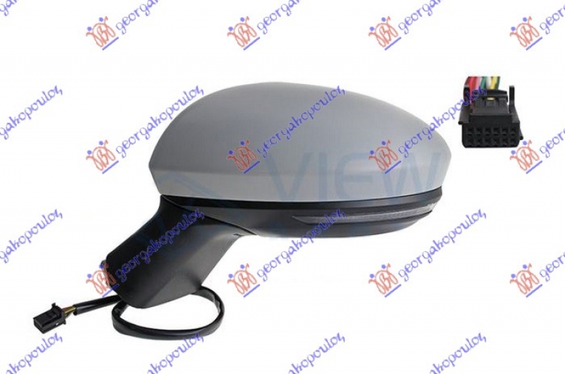 RETROVIZOR ELEKTRICNI SA GREJACEM PM (ELEKTRO-SKLOPIV) (MIGAVAC) (MRTAV UGAO) (10 PIN) (ASFERICNO STAKLO)