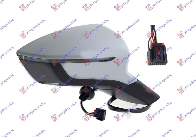 RETROVIZOR ELEKTRICNI SA GREJACEM PM (ELEKTRO-SKLOPIV) (MIGAVAC) (SVETLO) (9 PIN) (KONVEKSNO STAKLO)