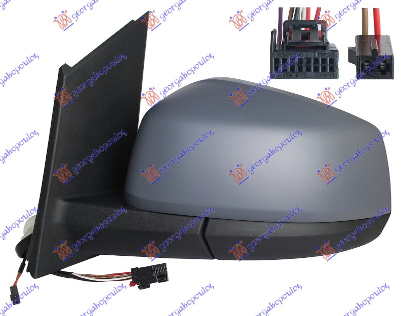 RETROVIZOR ELEKTRICNI SA GREJACEM PM (ELEKTRO-SKLOPIV) (MRTAV UGAO) (9 PIN) (KONVEKSNO STAKLO)