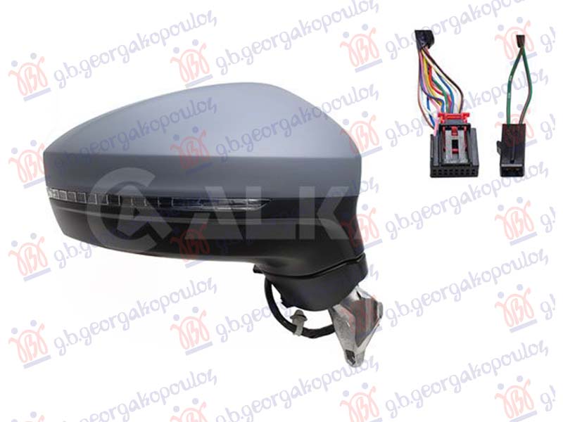 RETROVIZOR ELEKTRICNI SA GREJACEM PM (ELEKTRO-SKLOPIV) (SVETLO) (MEMORIJA) (15 PIN) (KONVEKSNO STAKLO)