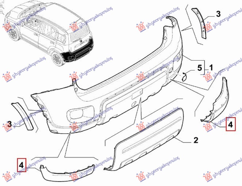 RUB PLASTICNI ZADNJEG BRANIKA DONJI (4X4/TREKKING) (O)