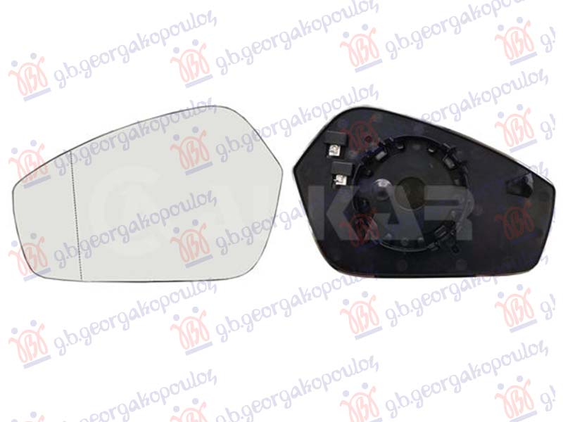 STAKLO RETROVIZORA SA GREJACEM (ASFERICNO) (2 PIN)