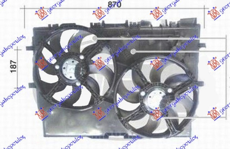 VENTILATOR 2.3-3.0 DIZ -AC 368mm (2+2P)