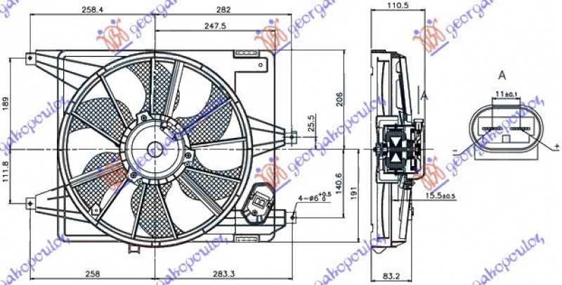 VENTILATOR KOMPL.1.4-1.6 BENZ(38cm)