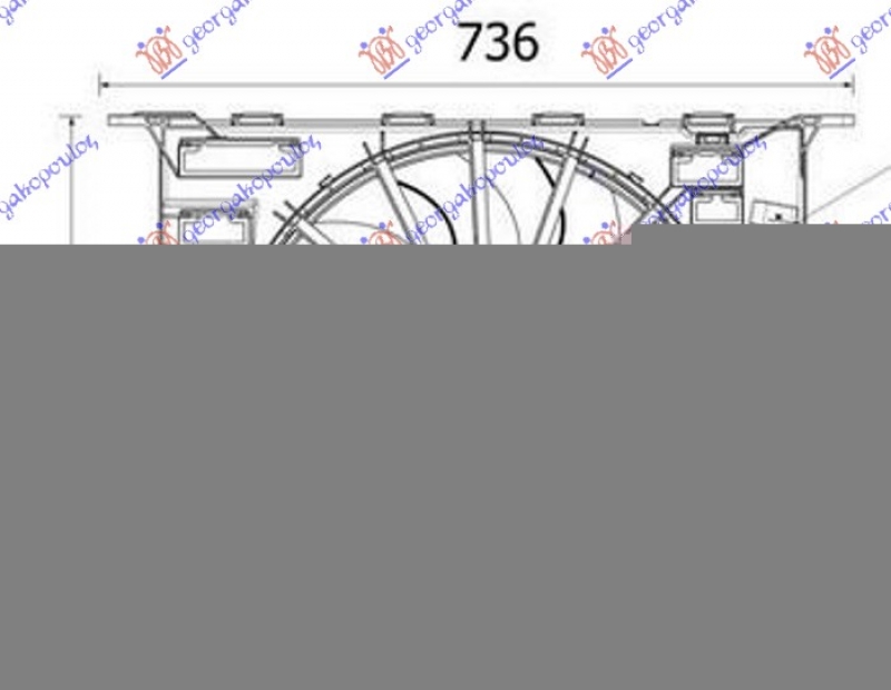 VENTILATOR KOMPLET (2.0 HYBRID - 3.0 BENZIN) (484mm) (600W) (4 PIN)