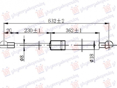 AMORTIZER GEPEK VRATA (632L-280N)