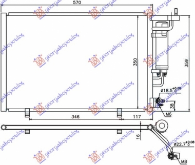 HLADNJAK KLIME 1.25/1.4/1.6 EFi BENZIN - 1.5 TDCi DIZEL (520x320x16) (MARELLI)