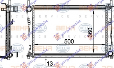 HLADNJAK MOTORA 1.2/1.4/1.6 (+/-AC) (500x356) (MAHLE BEHR)