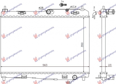 HLADNJAK MOTORA 1.25/1.4/1.6 BENZIN (MAN) (+/-AC) (56x35.5) (MARELLI)