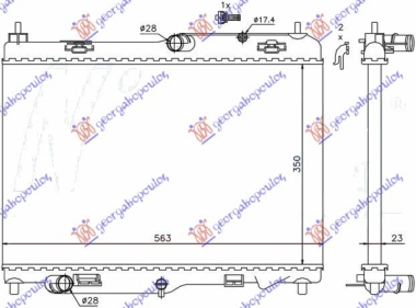 HLADNJAK MOTORA 1.4/1.6 TDCI (MAN) (+/-AC) (563x350) (NRF)