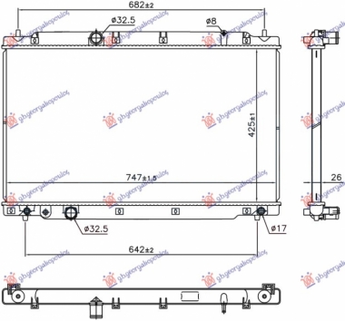 HLADNJAK MOTORA 1.5 BENZIN VTEC (425x747x26)