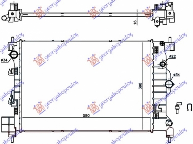 HLADNJAK MOTORA 1.6 16v BENZIN (MAN) (580x400x16) (NISSENS)