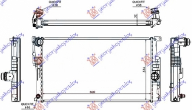 HLADNJAK MOTORA 1.6 (316i-320i) BENZIN - 2.0 (316d-318d-320d-325d-330d) DIZEL (AUTO) (600x334x32) (NRF)