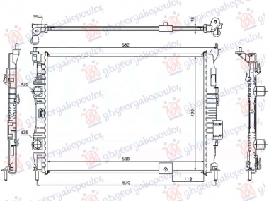 HLADNJAK MOTORA 1.6 BENZIN (590x430x16) (BEZ CEVI) (NRF)