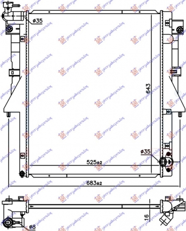 HLADNJAK MOTORA 2.4 DI-D DIZEL (525x669x16) (4N15) (NRF)