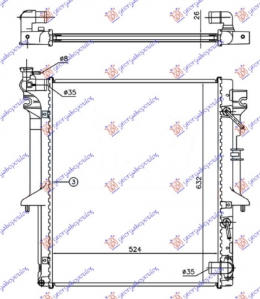 HLADNJAK MOTORA 2.5 T.D (AUTO) (525x635x26) (NRF)