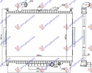 HLADNJAK MOTORA 4.4 TD DIZEL (AUTO) (485x685) (NISSENS)