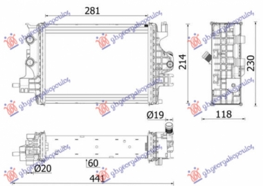 HLADNJAK MOTORA DODATNI 1.5 dCi DIZEL (281x214) (RH)
