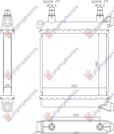 HLADNJAK MOTORA DODATNI 1.5/2.0 BENZIN (202x195) (NRF)