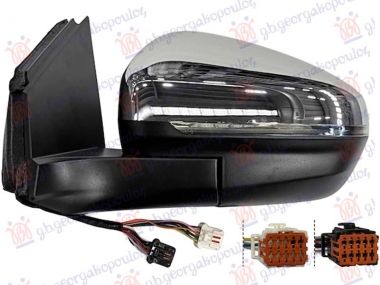 RETROVIZOR ELEKTRICNI SA GREJ. HROM (ELEKTRO-SKLOPIV) (MEM) (MIGAVAC) (SVETLO) (MRTAV UGAO) (16 PIN) (KONVEKSNO STAKLO)