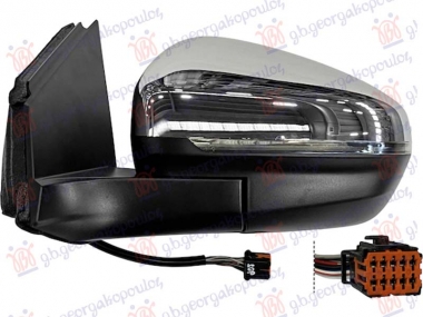 RETROVIZOR ELEKTRICNI SA GREJACEM HROM (MIGAVAC) (6 PIN) (KONVEKSNO STAKLO)