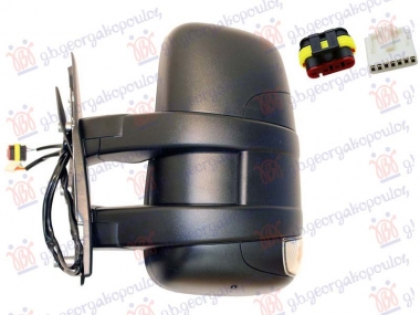 RETROVIZOR ELEKTRICNI SA GREJACEM KRATKI (MIGAVAC) (POZICIONO SVETLO 16W) (KONVEKSNO STAKLO)