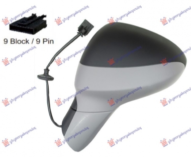 RETROVIZOR ELEKTRICNI SA GREJACEM PM (ELEKTRO-SKLOPIV) (MRTAV UGAO) (9 PIN) (ASFERICNO STAKLO)