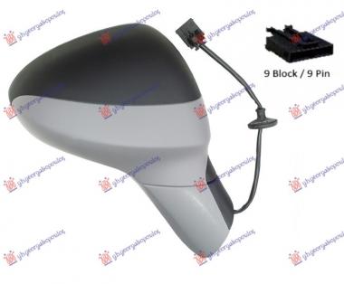 RETROVIZOR ELEKTRICNI SA GREJACEM PM (ELEKTRO-SKLOPIV) (MRTAV UGAO) (9 PIN) (KONVEKSNO STAKLO)