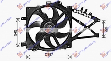 VENTILATOR KOMPLET (1.3/1.7 CDTI DIZEL) (+/-AC) (387mm) (3 PIN) (NISSENS)